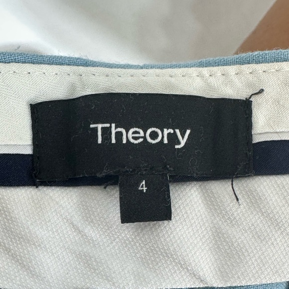 Theory Women's Erstina Pioneer Straight Mid-Rise Cropped Pants in Ocean Blue 4 - Picture 6 of 7
